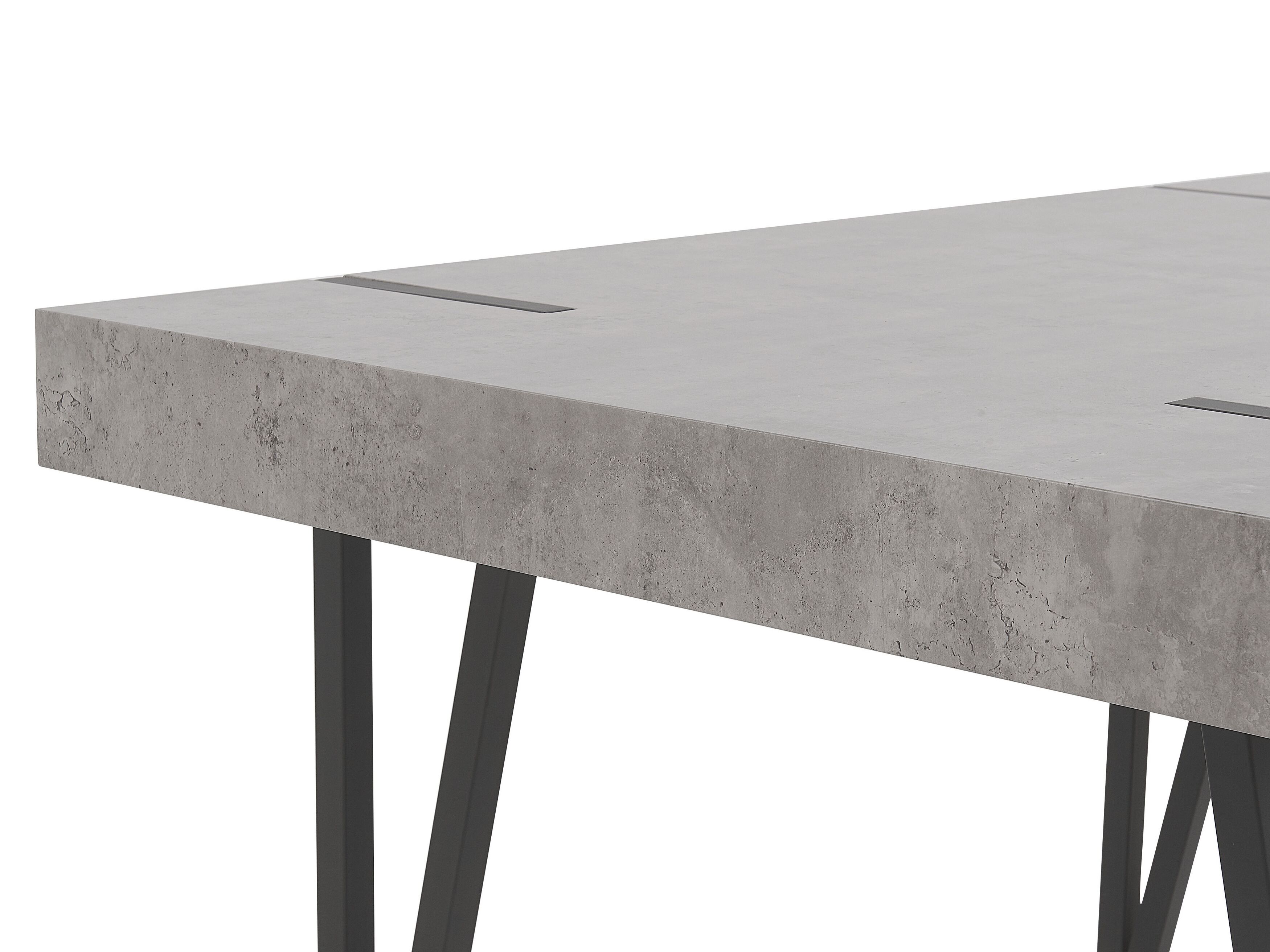 Dining Table 150 x 90 cm Concrete Effect with Black ADENA Beliani.co.uk