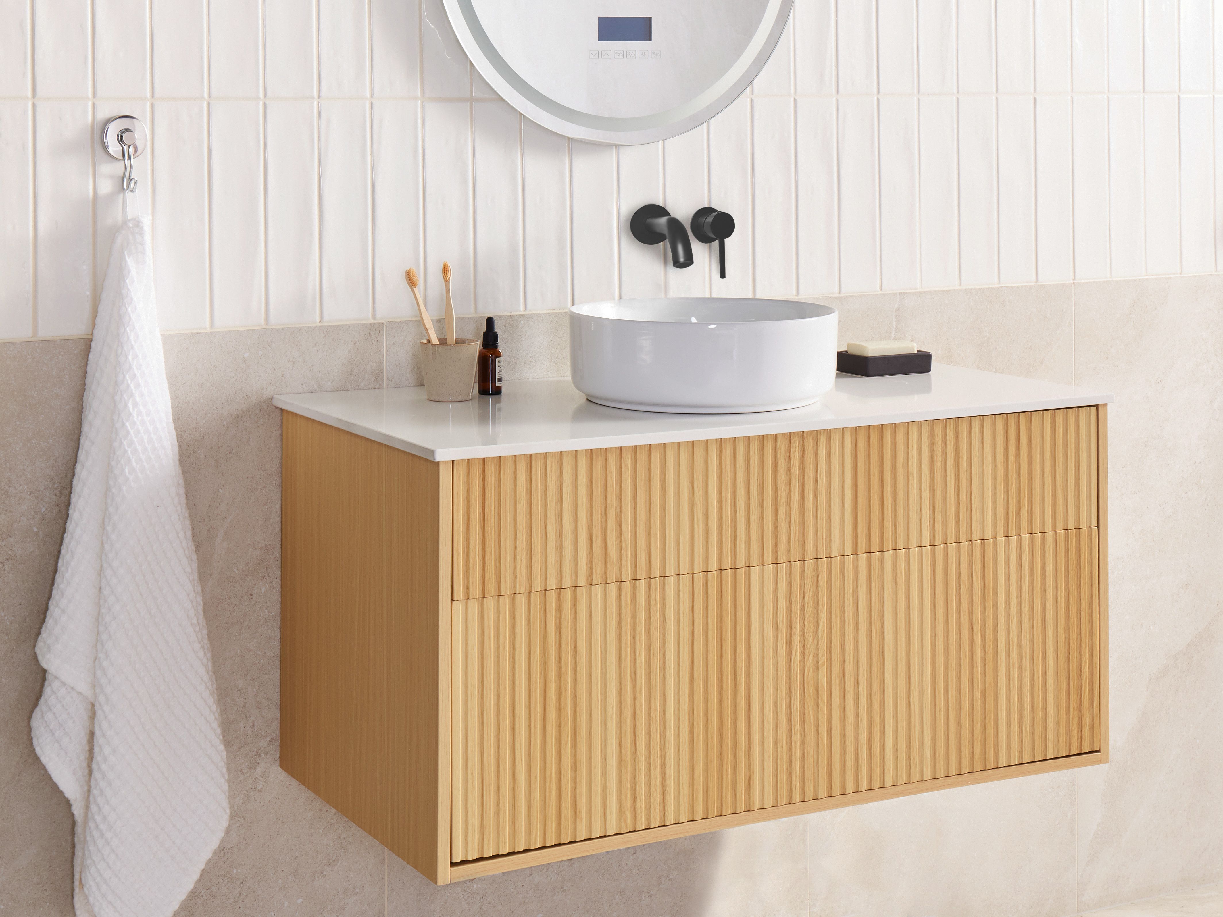 Bathroom Wall Mounted Cabinet 60 x 52 cm Light Wood BEXTI | Beliani.co.uk