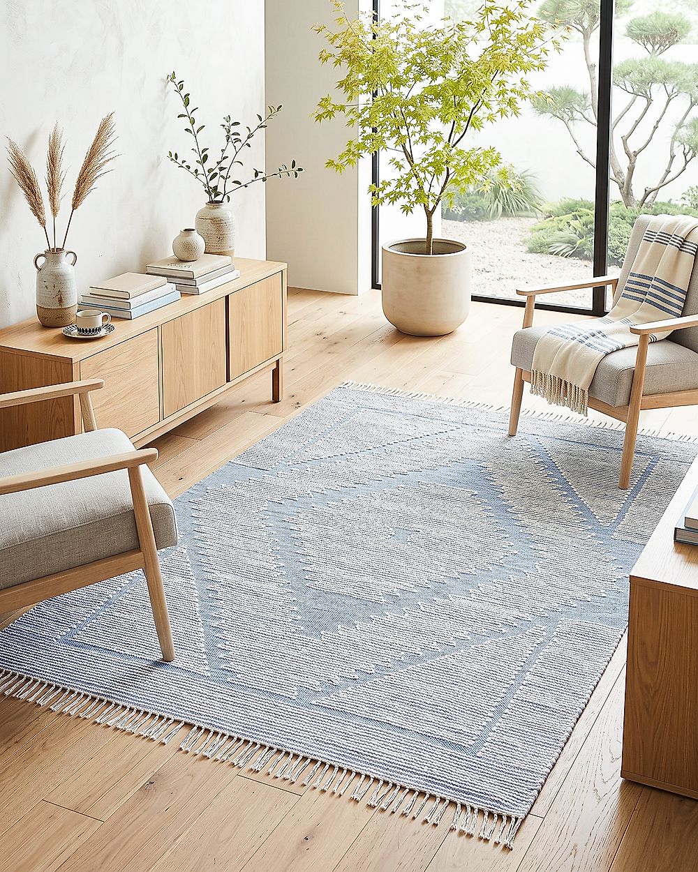 Rug ANSAR Blue 160 x 230 cm Cotton