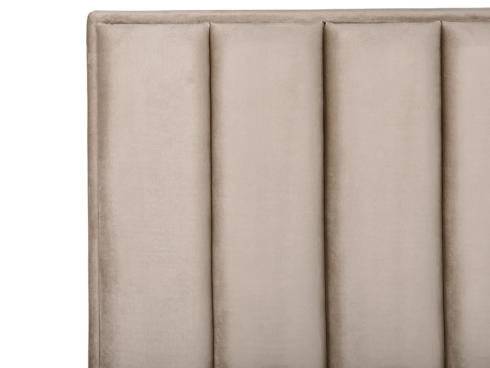 Bett mit Stauraum SEZANNE Samtstoff Taupe 140 x 200 cm_892498