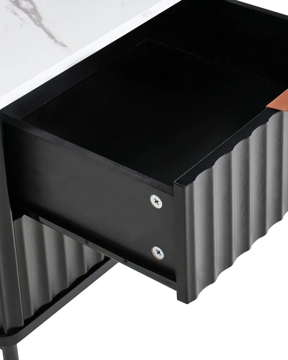 2 Drawer Bedside Table GLASTONBURY Marble/ Black_972500