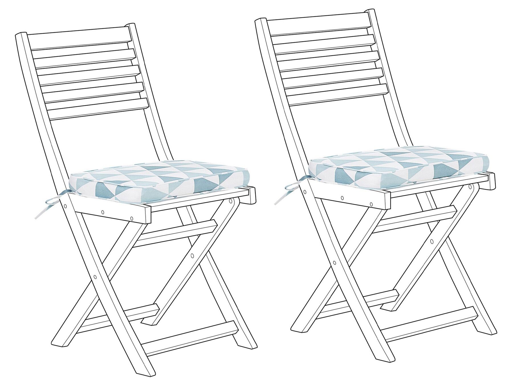Set of 2 Seat Cushions Blue Triangles FIJI_764320