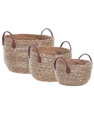 Zestaw 3 koszy SAYJAR Trawa morska Naturalny_849656