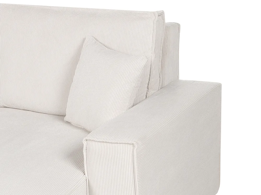 Corner Sofa Bed 3 Seater ABACKA Corduroy Off-White Right Hand_896749