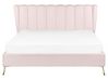 Sametová postel s USB portem 160 x 200 cm světle růžová MIRIBEL_870540