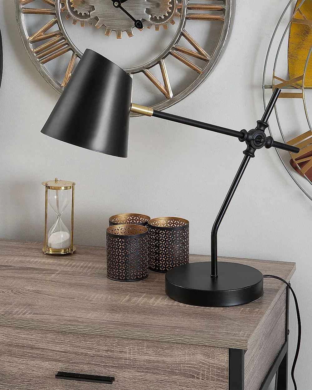 Desk Lamp HORTON Adjustable Metal Black_1179244