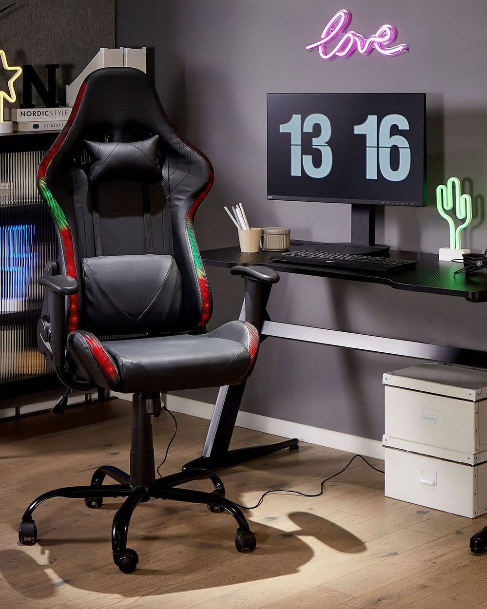Gaming chair with led top
