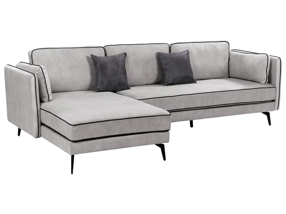 Corner Sofa 3 Seater ALTAN Velvet Light Grey Right Hand_878533