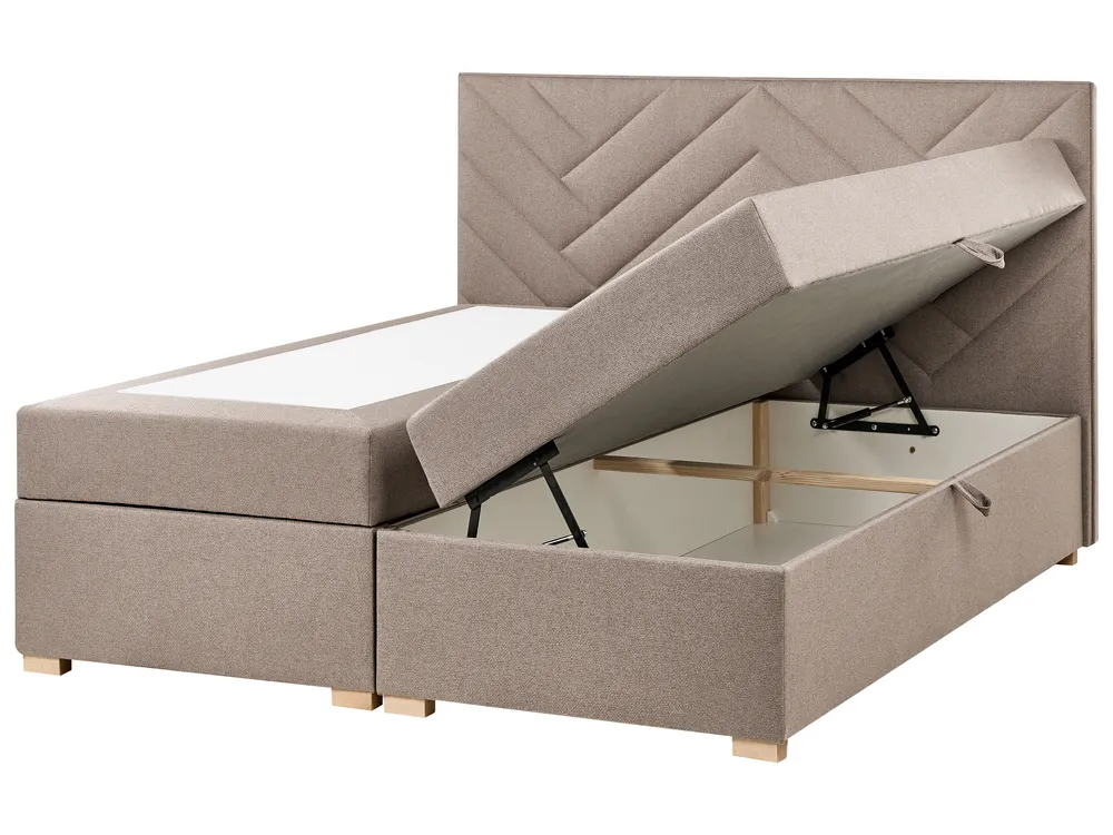 Kauf Unique Boxspringbett mit Matratze & LED Taupe 90x200 cm Stoff Günstiger Ver
