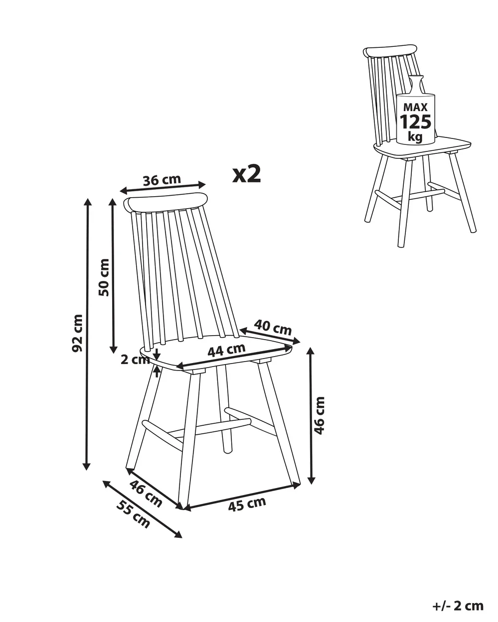 Set di 2 sedie da pranzo BURBANK Legno Bianco_816792