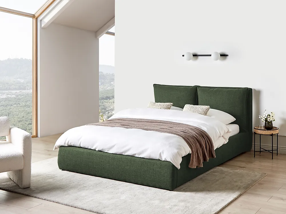 Bett mit Stauraum BAJONNA Stoff Dunkelgrün 160 x 200 cm