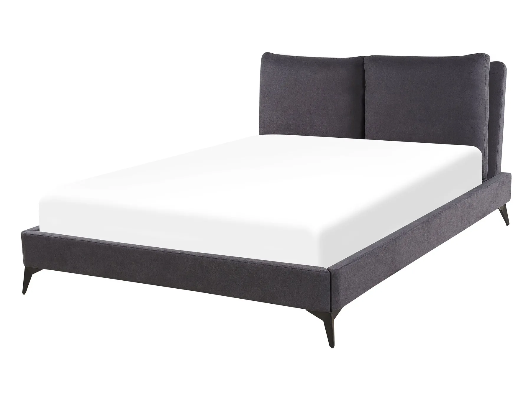 Bed Fluweel MELLE 140 x 200 cm Donkergrijs_791202