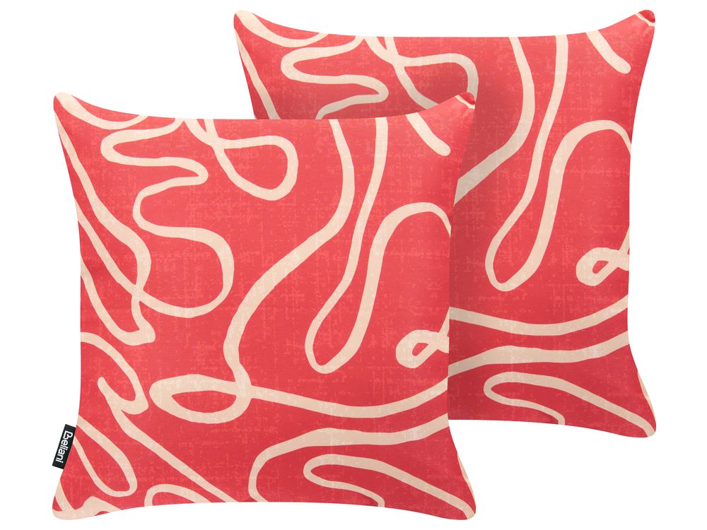 Lot de 2 coussins d'extérieur KERRIA Motif abstrait 45 x 45 cm Rouge