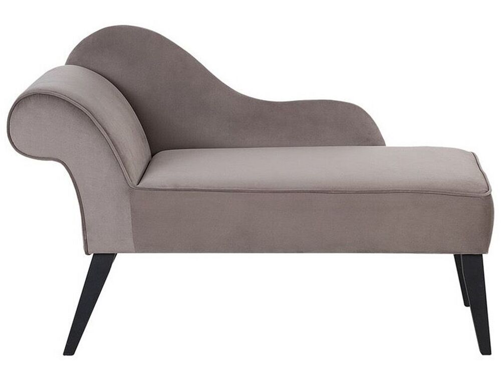 Linkszijdige chaise longue BIARRITZ Fluweel Taupe