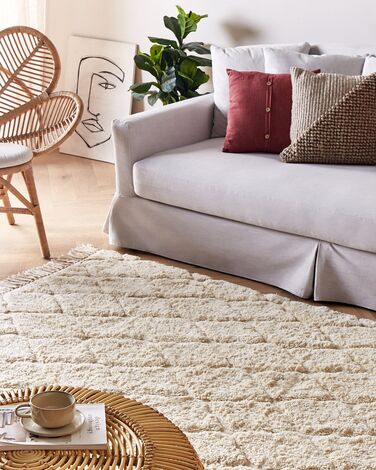 Cotton Area Rug 140 x 200 cm Beige SILCHAR