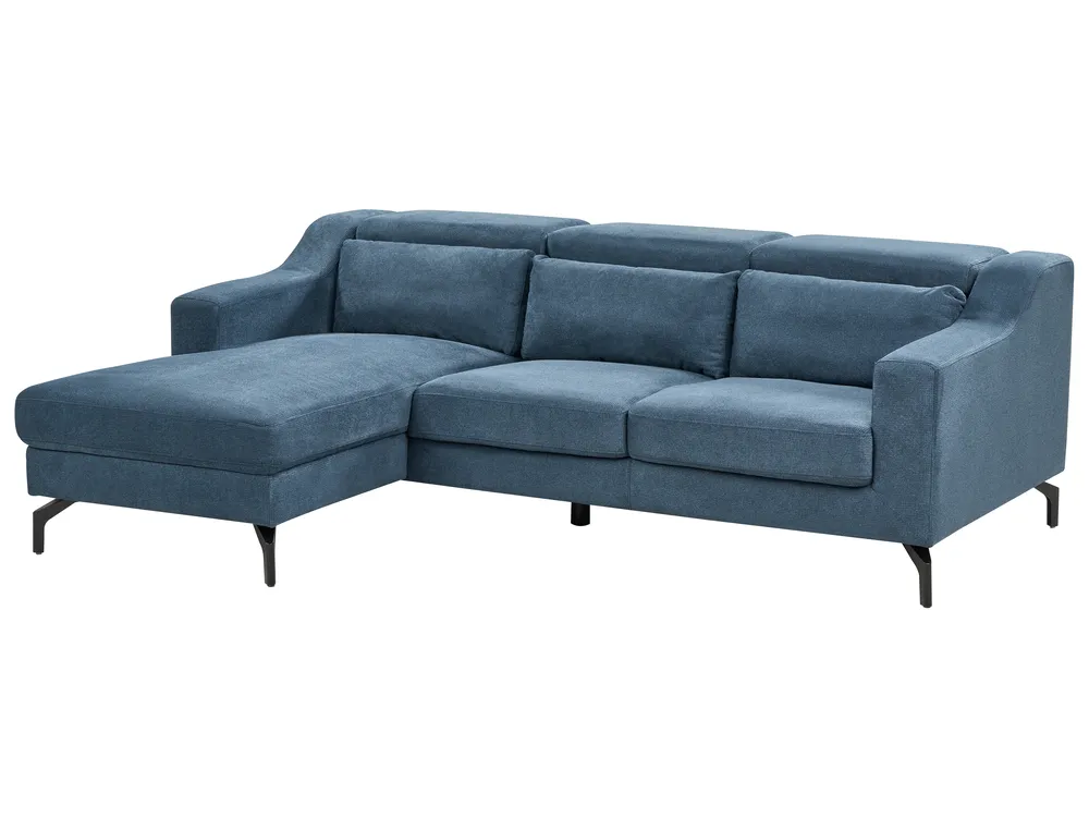 Corner Sofa 4 Seater GLOSLI Chenille Blue Right Hand_915428