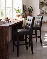 Chaise de bar MADISON Cuir PU Marron foncé_1151265