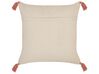 Bawełniana poduszka z frędzlami tuftowana 45 x 45 cm beżowa z pomarańczowym HICKORY_843422