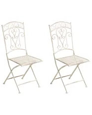 Set of 2 Garden Chairs JUINA Folding Metal Light Beige_1002381