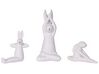 Conjunto de 3 figuras decorativas em forma de coelho cerâmica branca BREST_798708