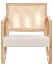 Rocking Chair LEIDY Wood Light Brown/ Light Beige_1070604