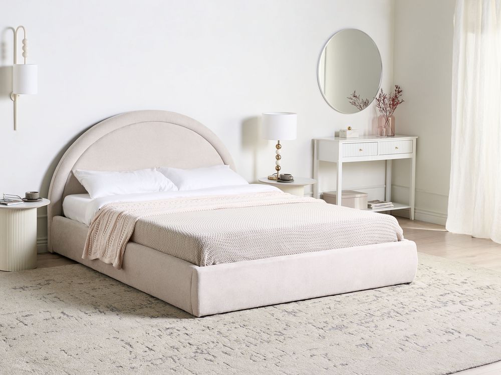 Ottoman Bed MOUZON Fabric Light Beige 160 x 200 cm (EU King Size)