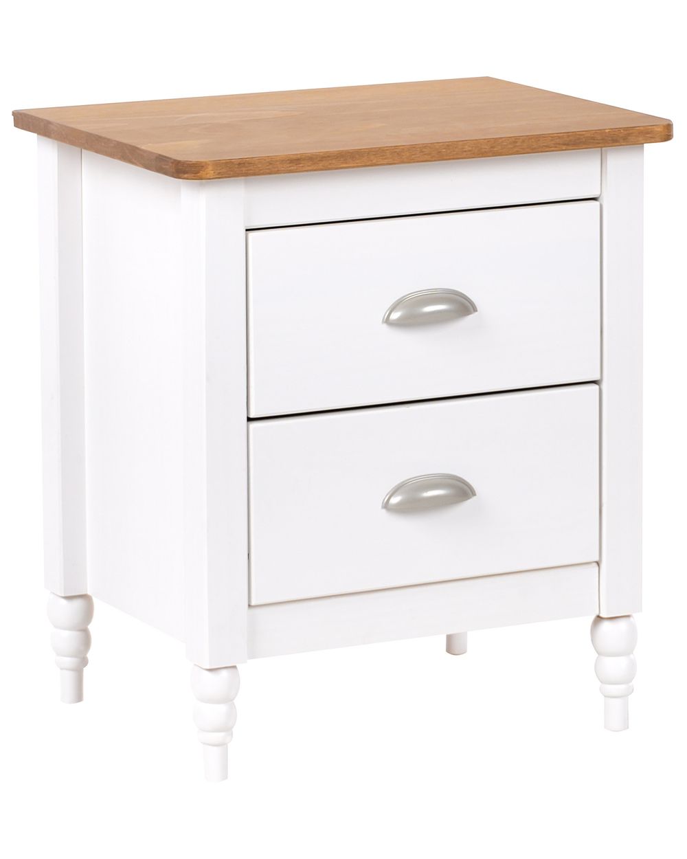 Table de nuit à 2 tiroirs SHILLINGTON Bois de pin Marron/blanc