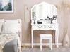  Toalettbord 4 lådor fällbar spegel och pall vit FLEUR_786310
