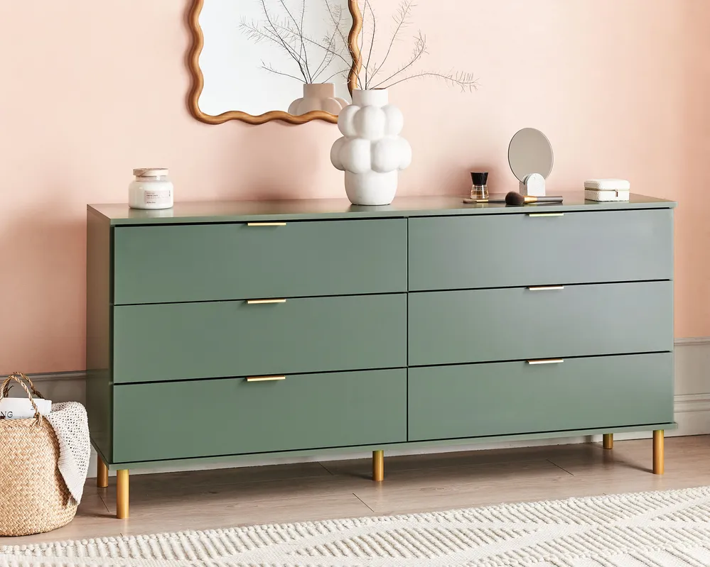 6 Drawer Chest WALPOLE Green - Beliani.es 6 Drawer Chest WALPOLE Green - Beliani.es