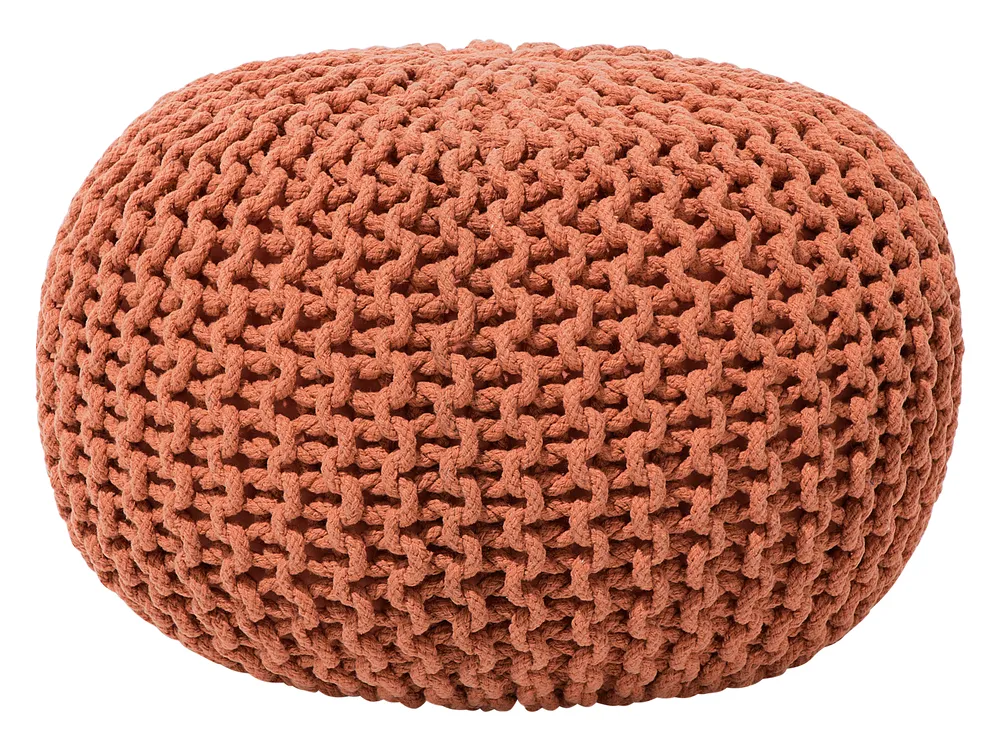 Pouf Rond En Coton Rose Avec Billes De Polystyrène – 50x50x35 Cm – Multifonction : Assise, Repose-pieds, Déco – Style Boho Doux Et Confortable