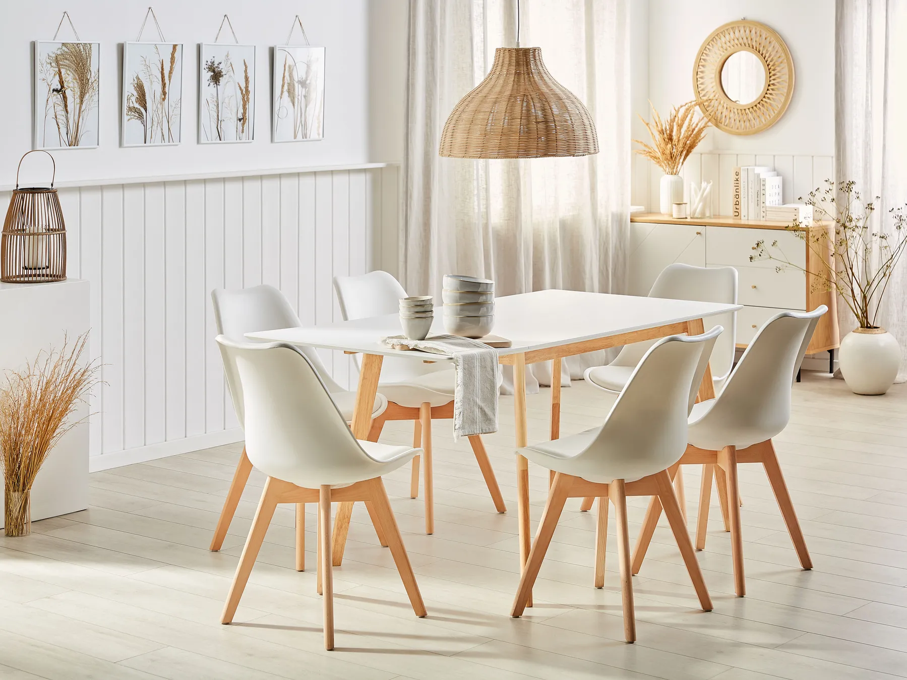 Extending Dining Table MEDIO White 120/155 cm 80 cm_794572