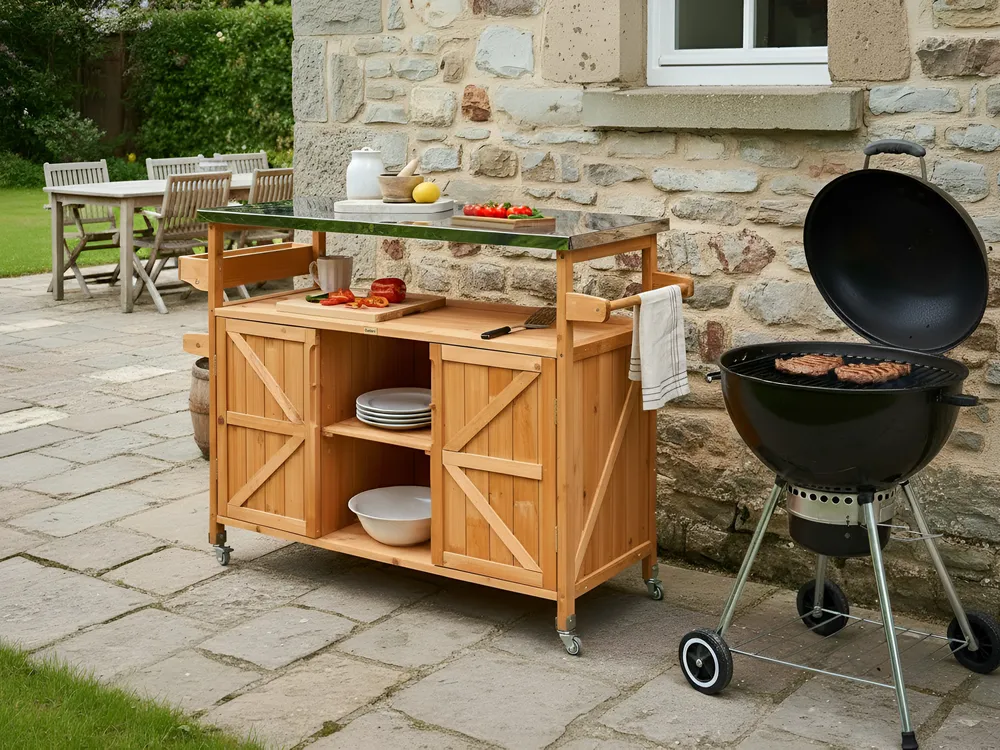 Outdoor Kitchen Island SCANNO Light Brown Fir Wood