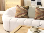 Set of 2 Decorative Cushions DEEPOR 45 x 45 cm Jute Multicolour Oriental Pattern_847885