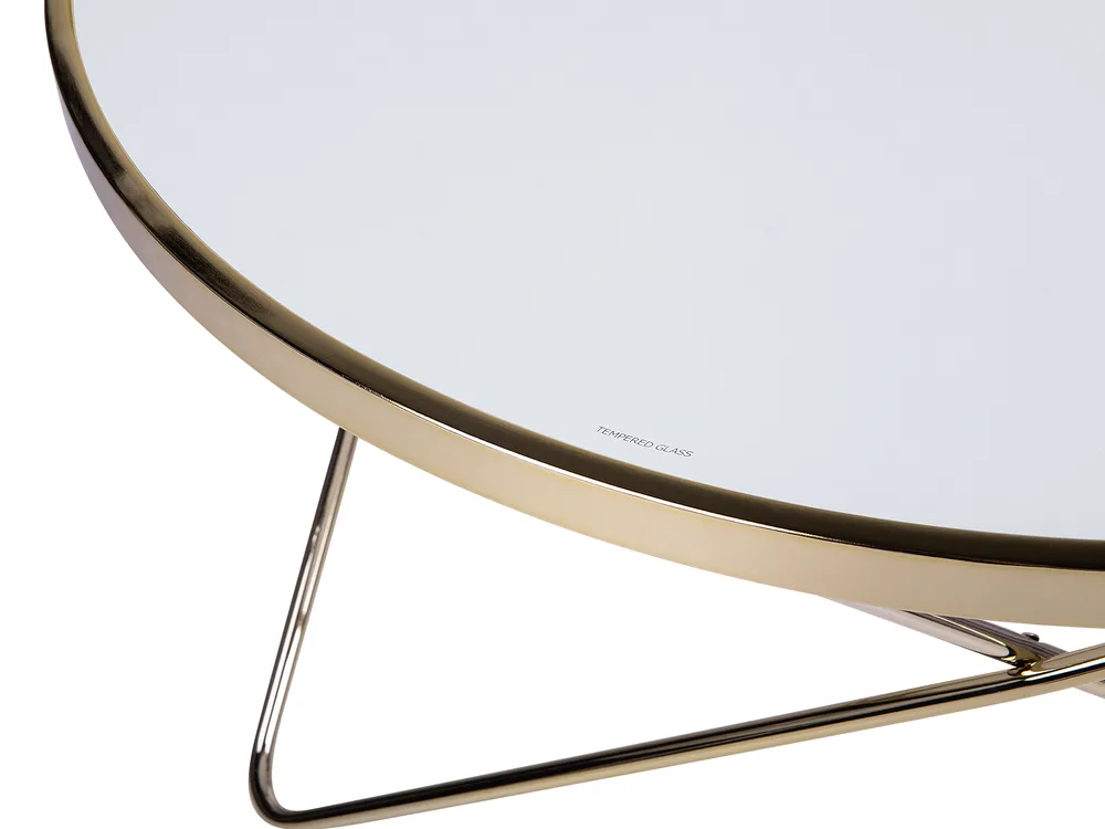 Coffee Table MERIDIAN Tempered Glass White/ Gold_758961