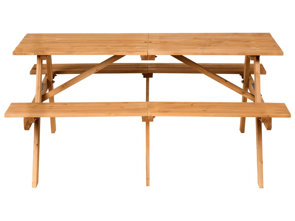 Picnic Table with Benches ROSCIGNO Fir Wood Light Brown_1102621