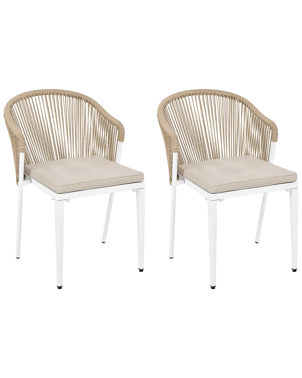 Set of 2 Garden Chairs with Cushions PARANEA Metal Beige