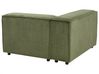 Left Hand 2 Seater Modular Corduroy Corner Sofa with Ottoman Green APRICA_895110