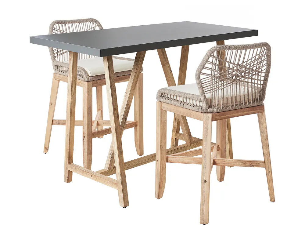 Bistro Set with Cushions TALAMONE Acacia Wood Grey - Main Image