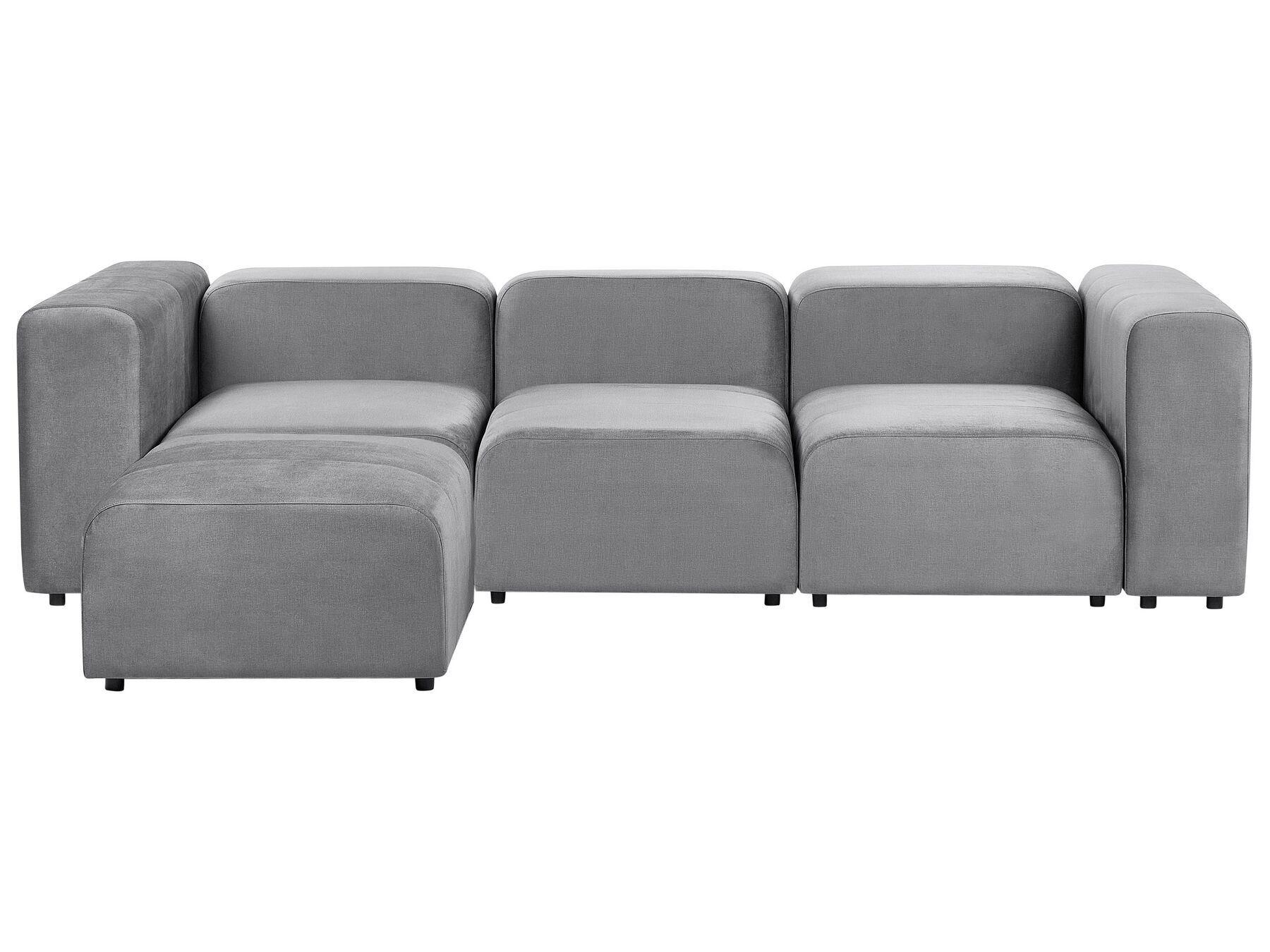 3 Seater Modular Velvet Sofa with Ottoman Grey FALSTERBO_919409