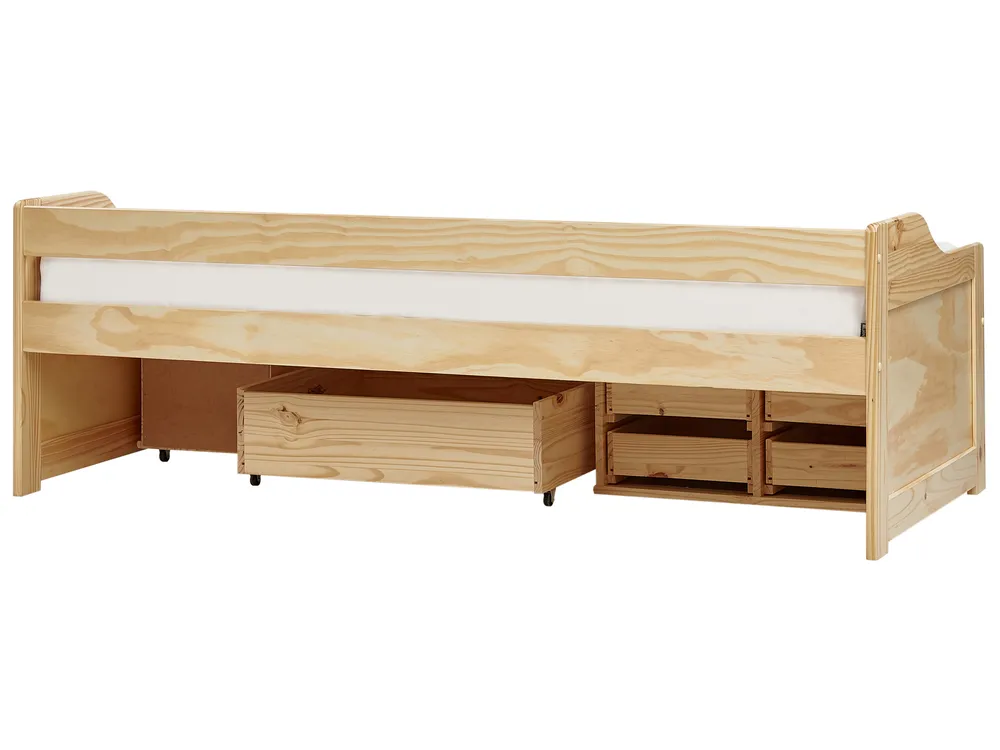 Letto da giorno con contenitore Legno di pino ROYVILLE 90 x 200 cm Marrone chiaro_936548