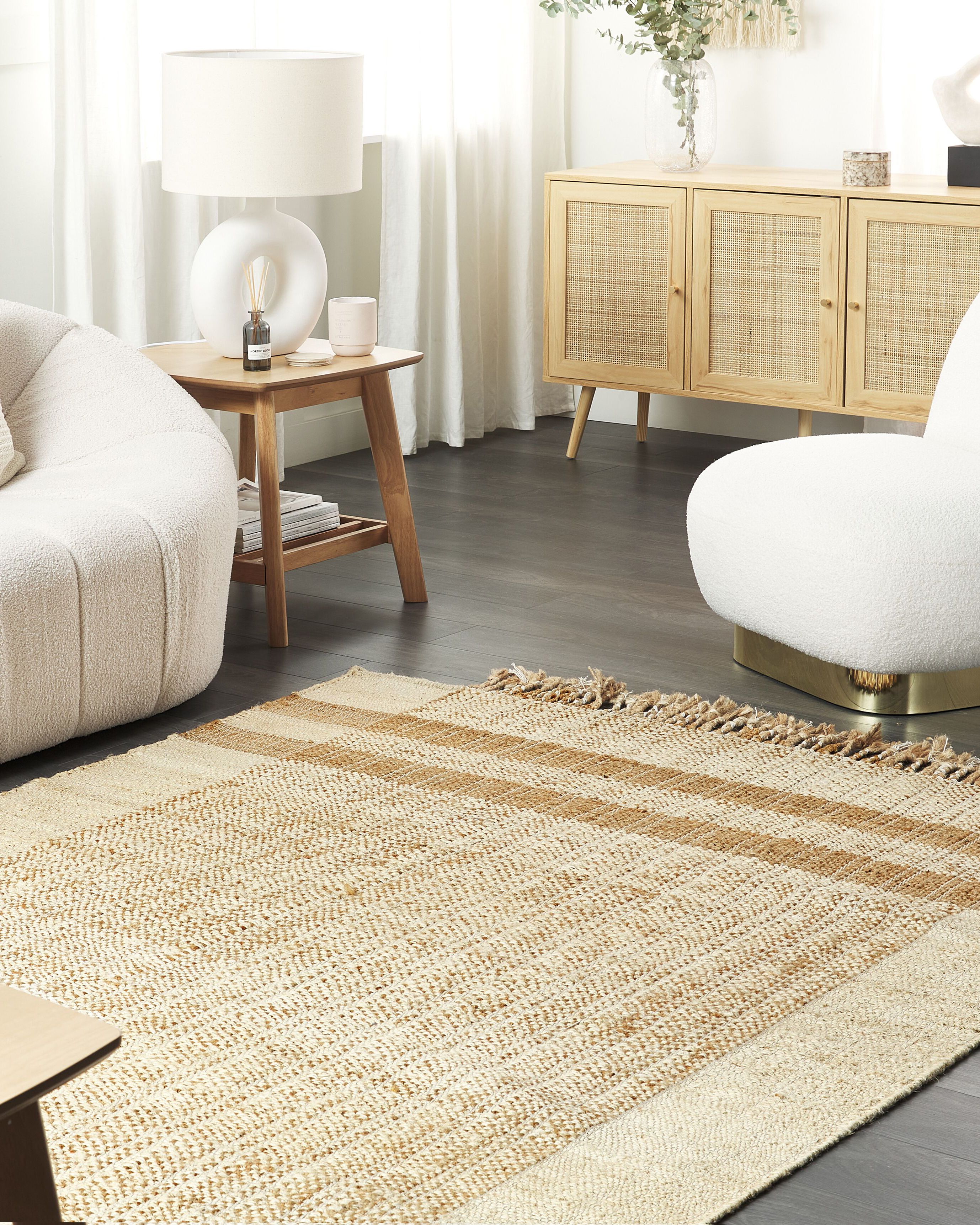 Rug ORTAOBA Beige 140 x 200 cm Jute_1179753