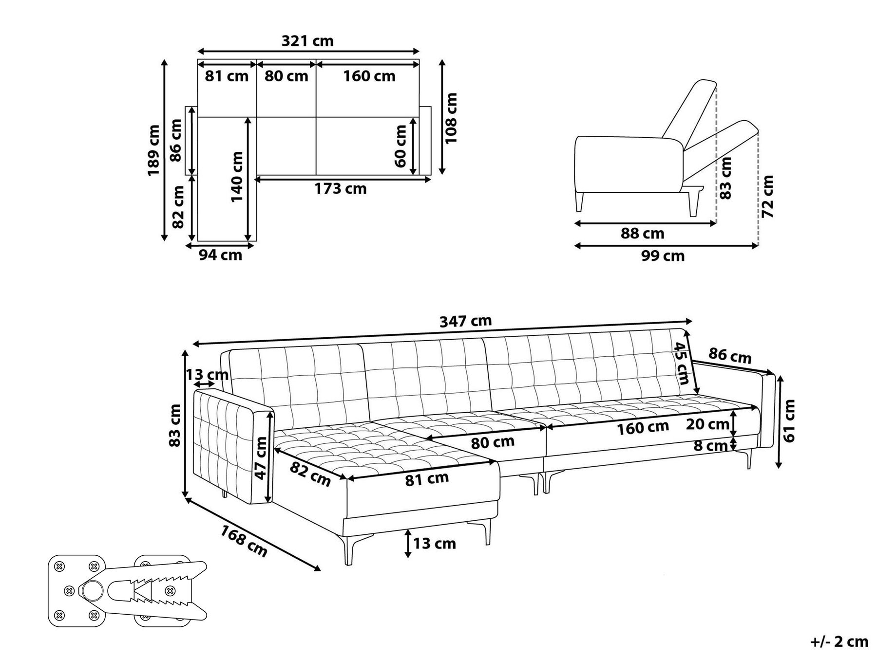 Right Hand Modular Velvet Sofa Green ABERDEEN_882386
