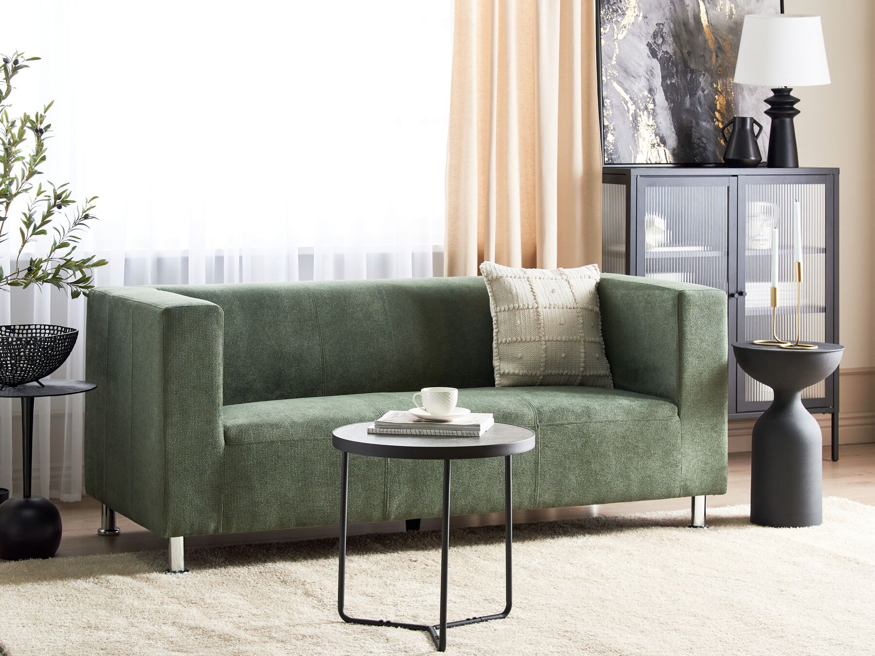3-Sitzer Sofa Stoff grün FLORO | Beliani.at