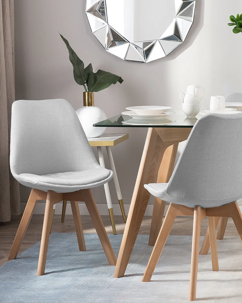 Set Di 2 Sedie Da Pranzo Moderne CHITA In Metallo Con Certificazione FSC - Colore Grigio Chiaro, Struttura In Ferro, Cuscino Imbottito - 2