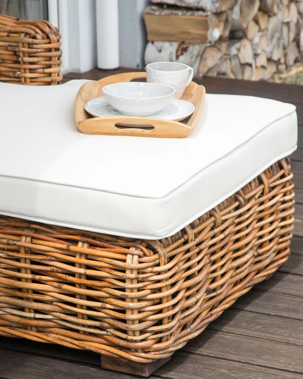 Divano angolare da giardino 3 posti BRIATICO Rattan Naturale Lato Sinistro_928282
