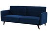 Sofá cama 3 plazas de terciopelo azul marino/madera oscura SENJA_707346