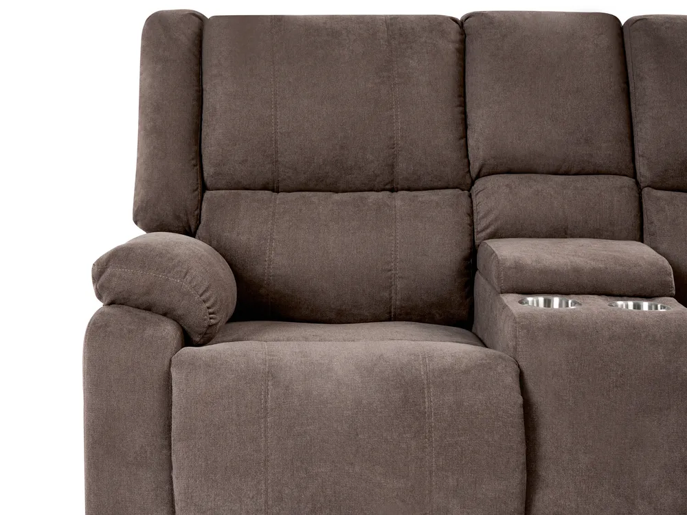 Electric Recliner Corner Sofa 5 Seater ROKKE with USB Port Fabric Brown Left Hand_851493
