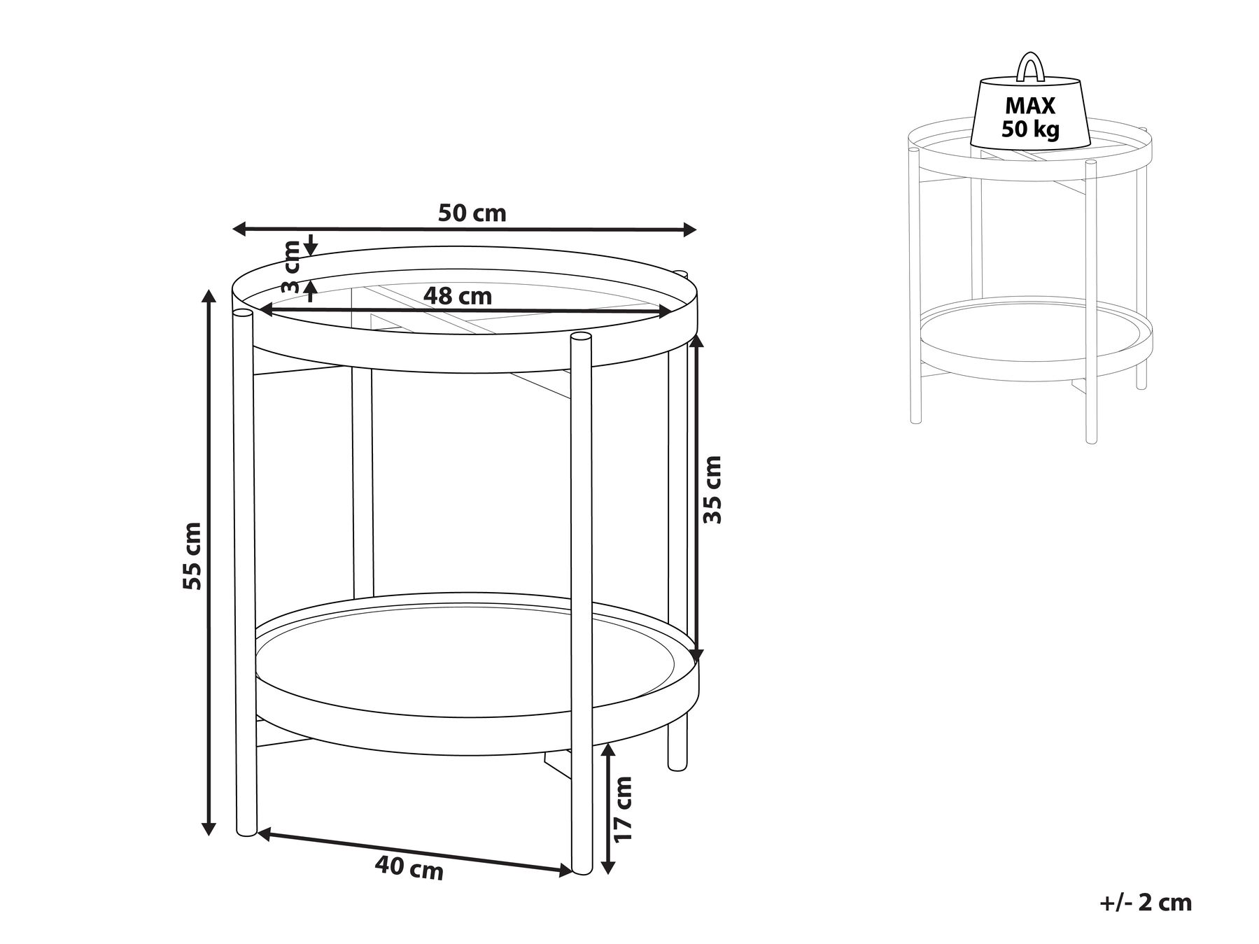 Glass Top Side Table Light Wood with Black RENO_937102