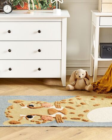 Cotton Kids Rug Leopard Print 80 x 150 cm Yellow and Grey TANGSE