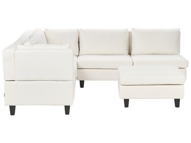 5 Seater Right Hand Modular Fabric Corner Sofa with Ottoman White UNSTAD